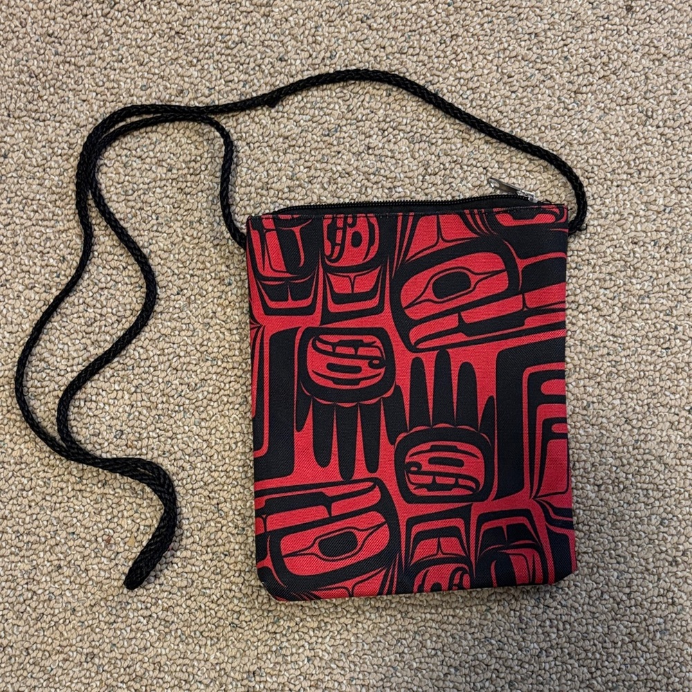 Red and Black Patterned Belt Bag